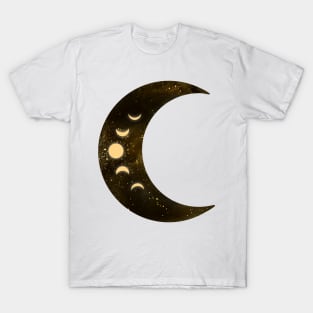 Gold Crescent Moon Phases T-Shirt